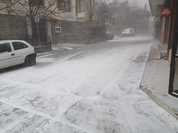 Χιονίζει στο Λιβάδι Ελασσόνας